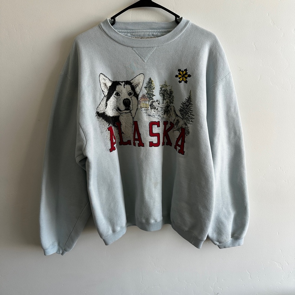 Vintage 90’s Galt Sand Alaska Husky Graphic Sweatshirt Made in USA Blue Medium